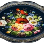 سینی چوبی با رنگ آمیزی طرح گل