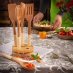 ست کفگیر ملاقه چوبی ریور وانیلی 8491