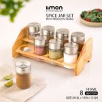 ست ادویه 8 عددی استیل و چوب لیمون 2439