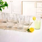 لیوان شیشه ای شیاردار 350CC لیمون 2216