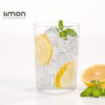 لیوان شیشه ای شیاردار 350CC لیمون 2216